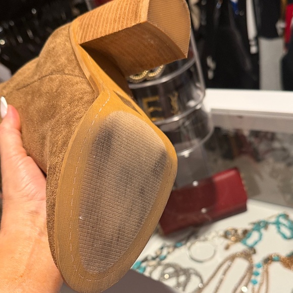 Vici Camel Suede Heeled Boots - Picture 6 of 8